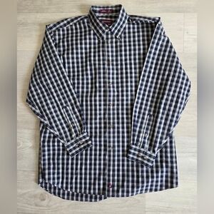 Nordstrom Men's Smartcare Wrinkle Free Navy and White Checkered Shirt
